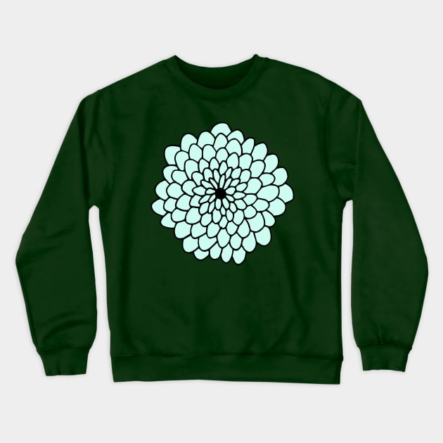 Large Mint Green Flower Crewneck Sweatshirt by HappyCatPrints